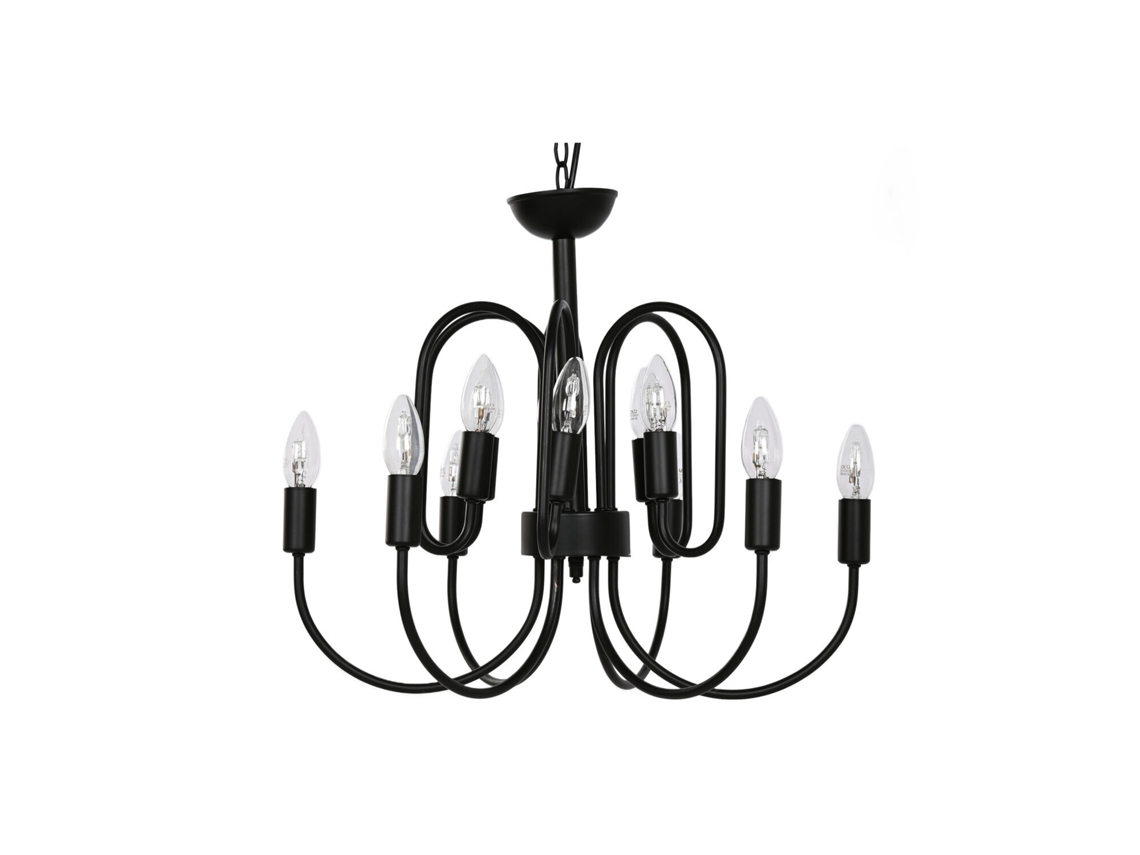 Luminária de Teto Metálica com 12 Braços, Preta, 54x54x46cm ALEXANDRA HOUSE LIVING