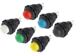 Conjunto De 6 Interruptores Botão Curto Ds 502com Cabeça Redonda 12mm, Rearmáveis Automaticamente, 2a, 125vca, Cores