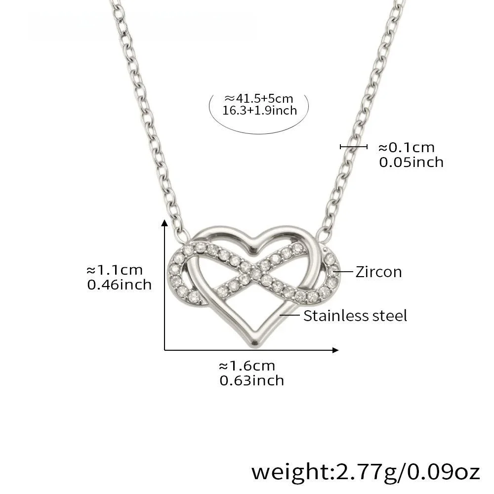 (colar De Prata) Conjunto De Pulseira E Corrente Clavícula Com Corrente Em Zircônia Em Formato De Coração (figura 8)