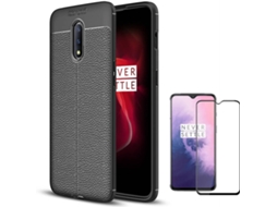 Capa e Pelicula Oneplus 7 Rugged Leather Preto