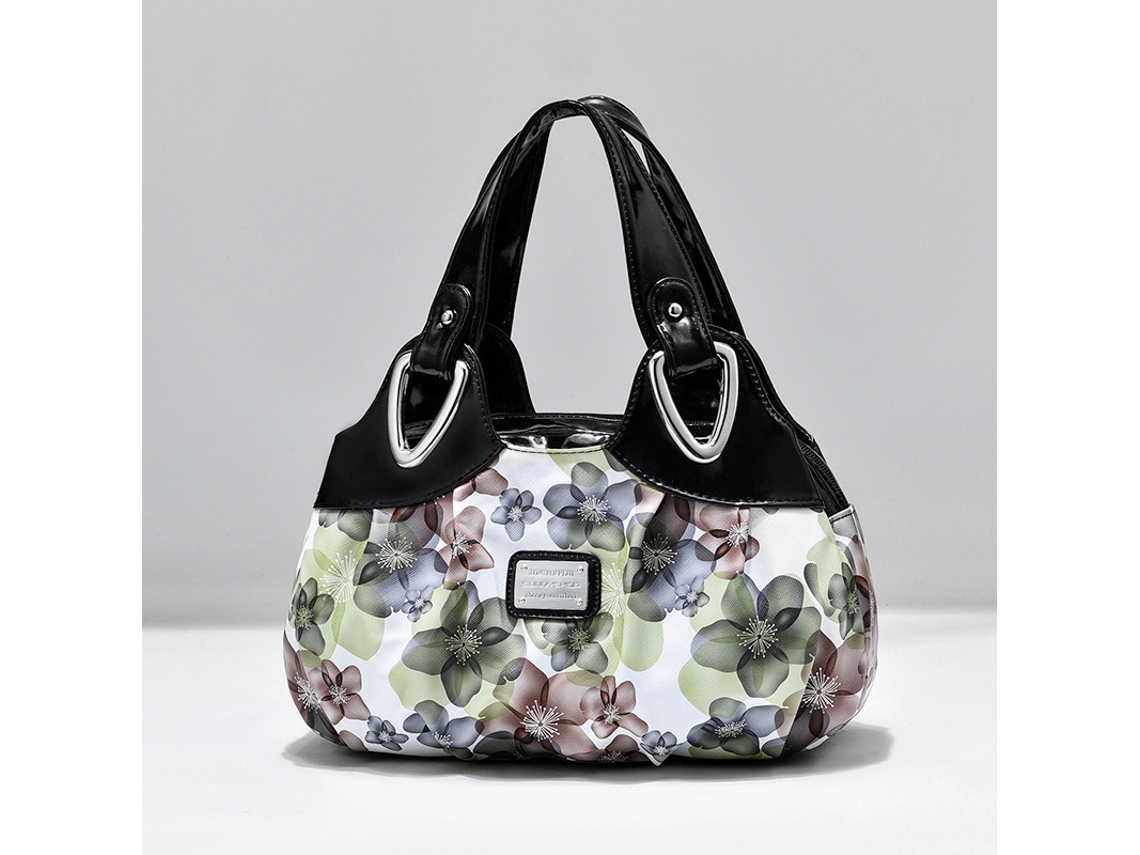 Nova Bolsa Estampada de 2026, Bolsa Macia Multicolorida preto Flores Verdes Sonhadoras YUNZII