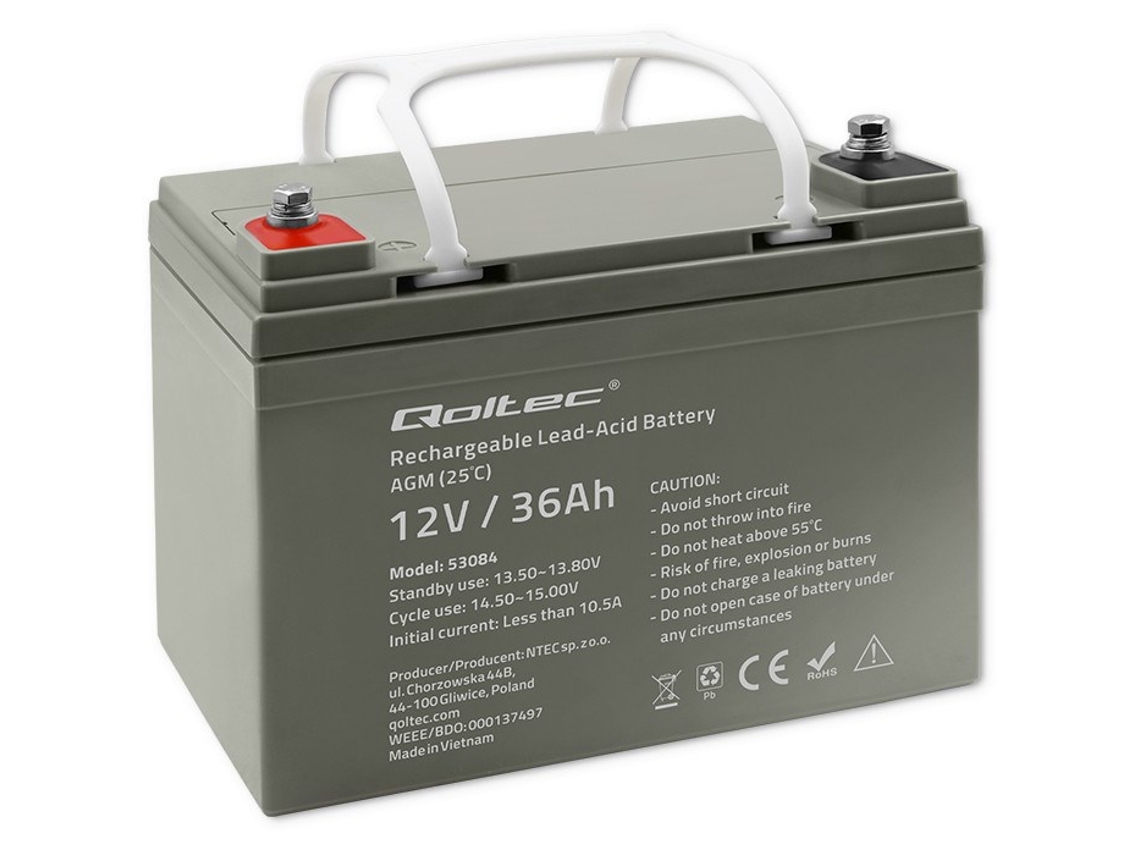 Agm Battery 12v 36ah Max. 540a Qoltec