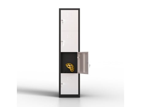 Cacifo Metálico de 4 Portas Armário de Arrumação para Oficina Ou Escritório Armário com Fechadura Branco/Preto TWINTHINK