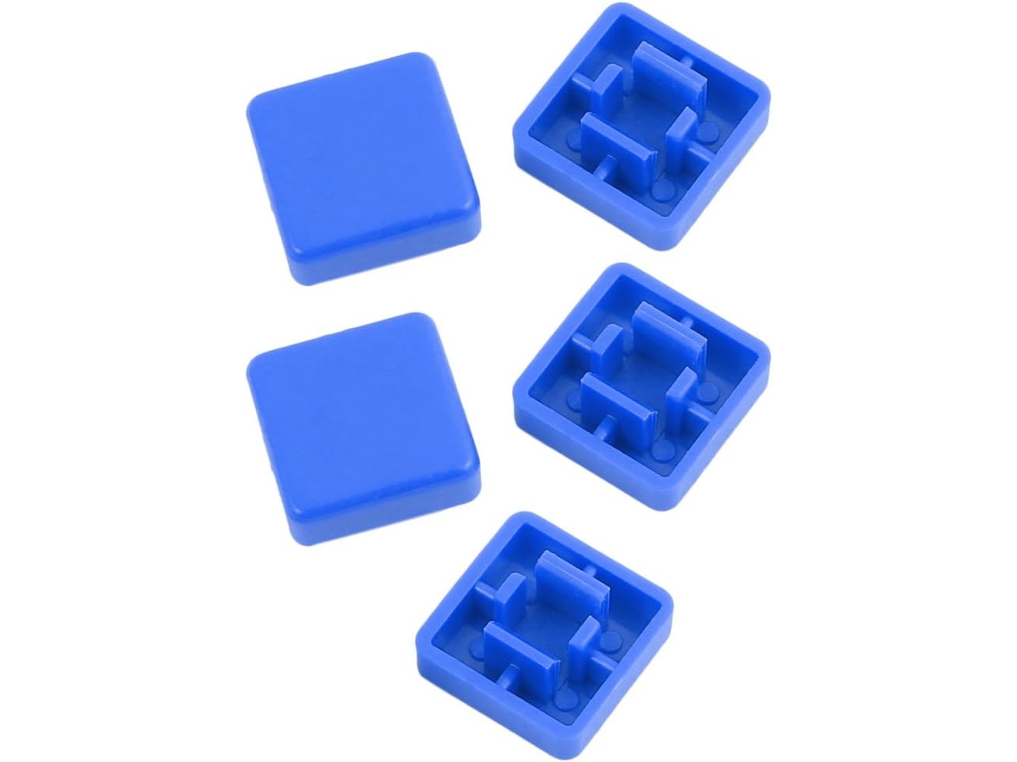 Conjunto de 5 Capas Protetoras Quadradas para Botões Táteis 12x12x7,3mm, na Cor Azul CHABERLU