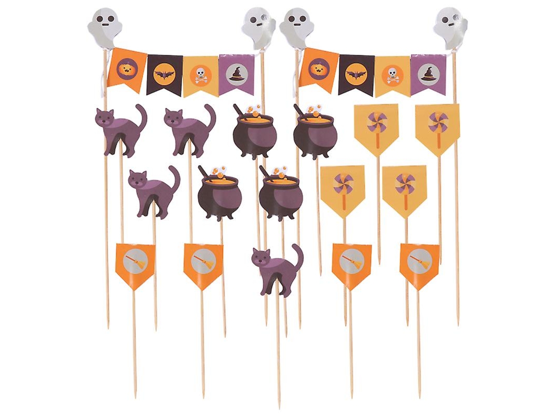 18 Unidades De Banner De Bolo De Halloween