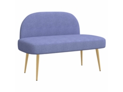 Vidaxl Banco Estofado Com Encosto Jeans Azul 110 X 60 X 76 Cm
