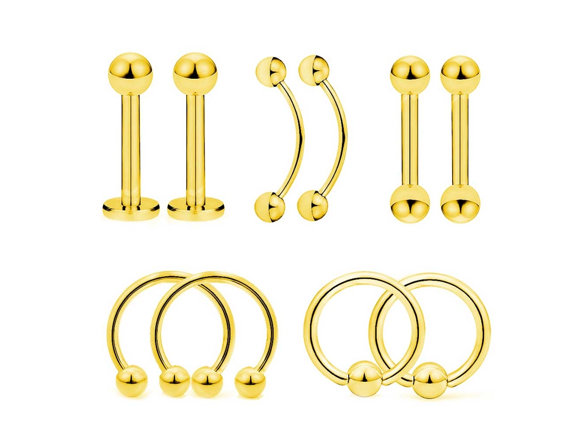 Conjunto De Joias De Piercing Acréscimo Estético Versatilidade Corporal