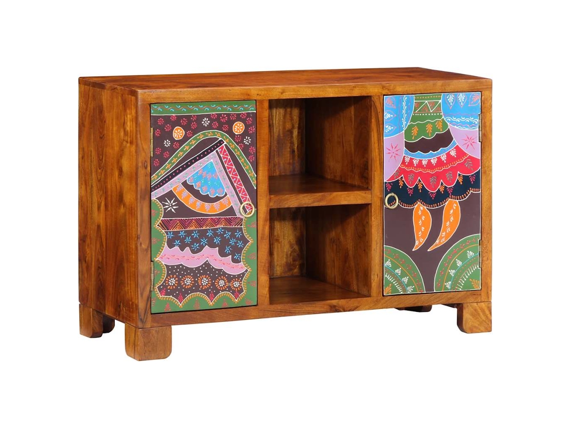 Vidaxl Aparador Multicor 90x35x60 Cm Madeira De Acácia Maciça