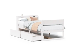 Cama Sem Colchão 75x190 cm Madeira de Pinho Maciça Branco MAISON EXCLUSIVE