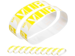Pulseiras Vip Showeroro 100 Unidades Para Eventos e Shows, Em Papel Sintético Amarelo, Duráveis, Invioláveis, Ideais