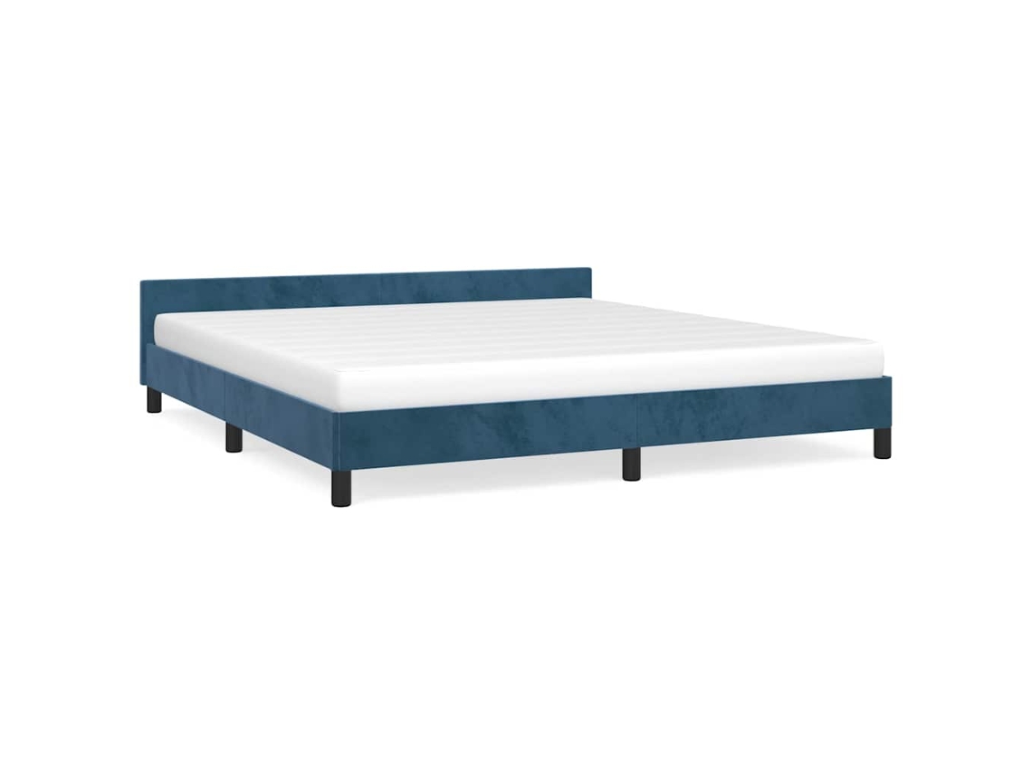 Estrutura de Cama Veludo Azul Escuro MAISON EXCLUSIVE (180x200 cm)