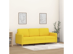 Vidaxl Sofá De 3 Lugares 180 Cm Tecido Amarelo-claro