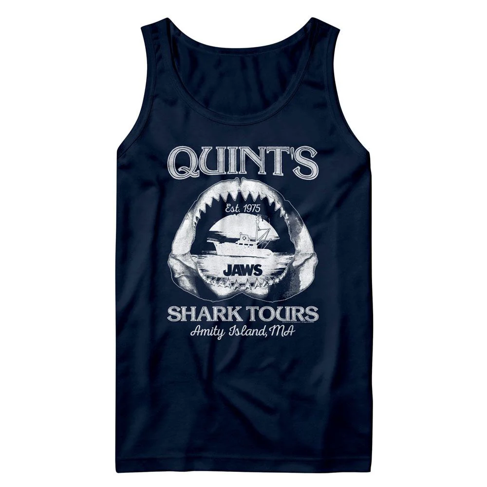Unisex Adult T-shirt Rockinstone Jaws Movie Shark Tours Tank Top Sizexl
