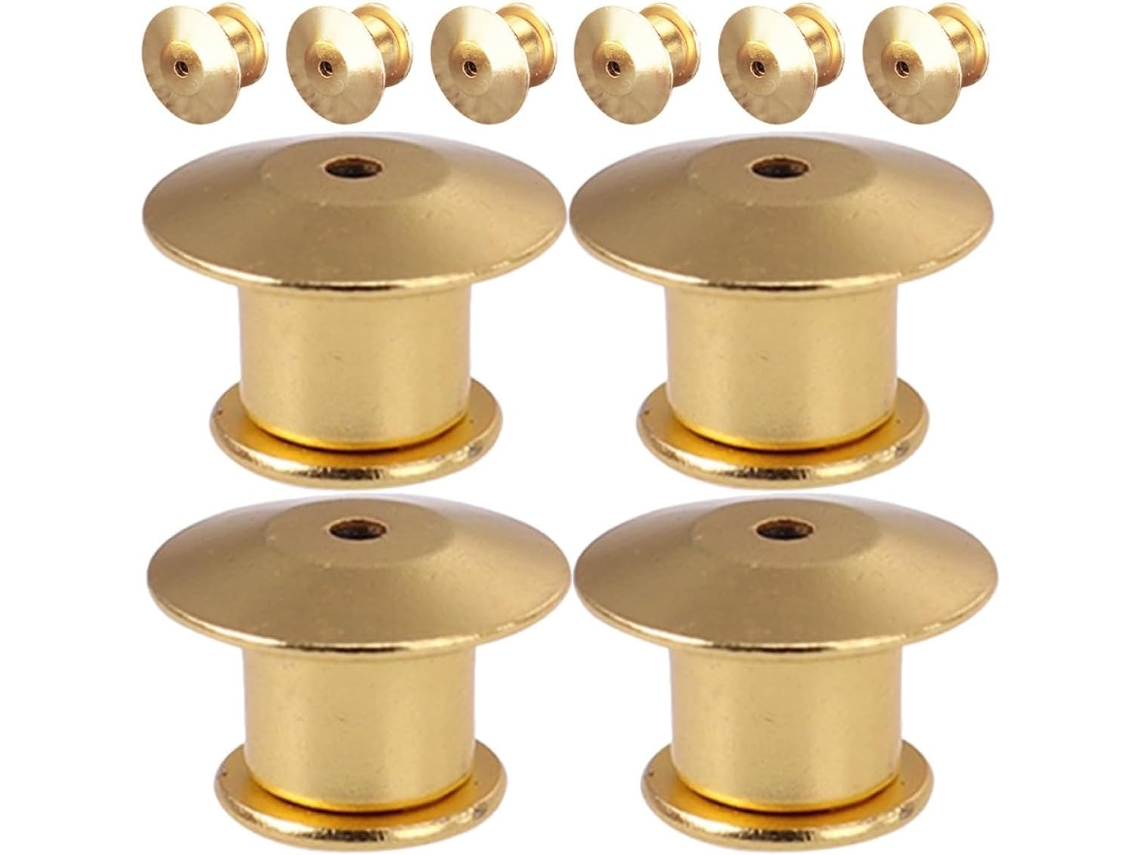 Conjunto Hemobllo com 32 Pins de Metal Dourado de 10mm, Pins Profissionais para Artesanato, Bolsas e Uso Diário
