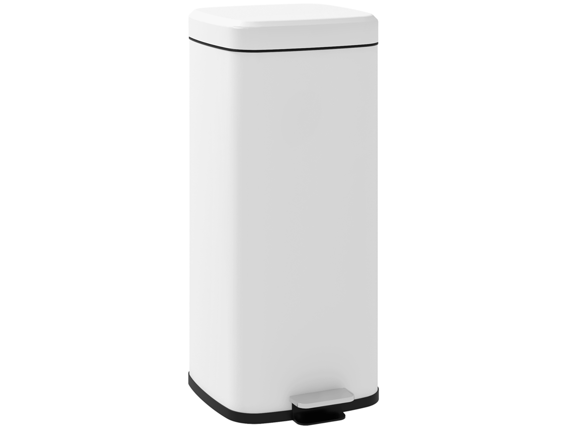 Lixeira Cozinha 30l Tampa Fechamento Suave Pedal Balde Interno Branca