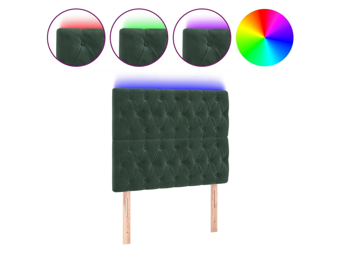 Led Headboard, Led Headboards Vidaxl Verde Veludo (100 X 7 X 118/128 Cm)