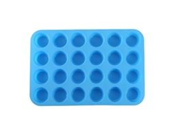 Forma de Silicone com 24 Cavidades para Mini Cupcakes, Biscoitos e Muffins Azul Zeuxo