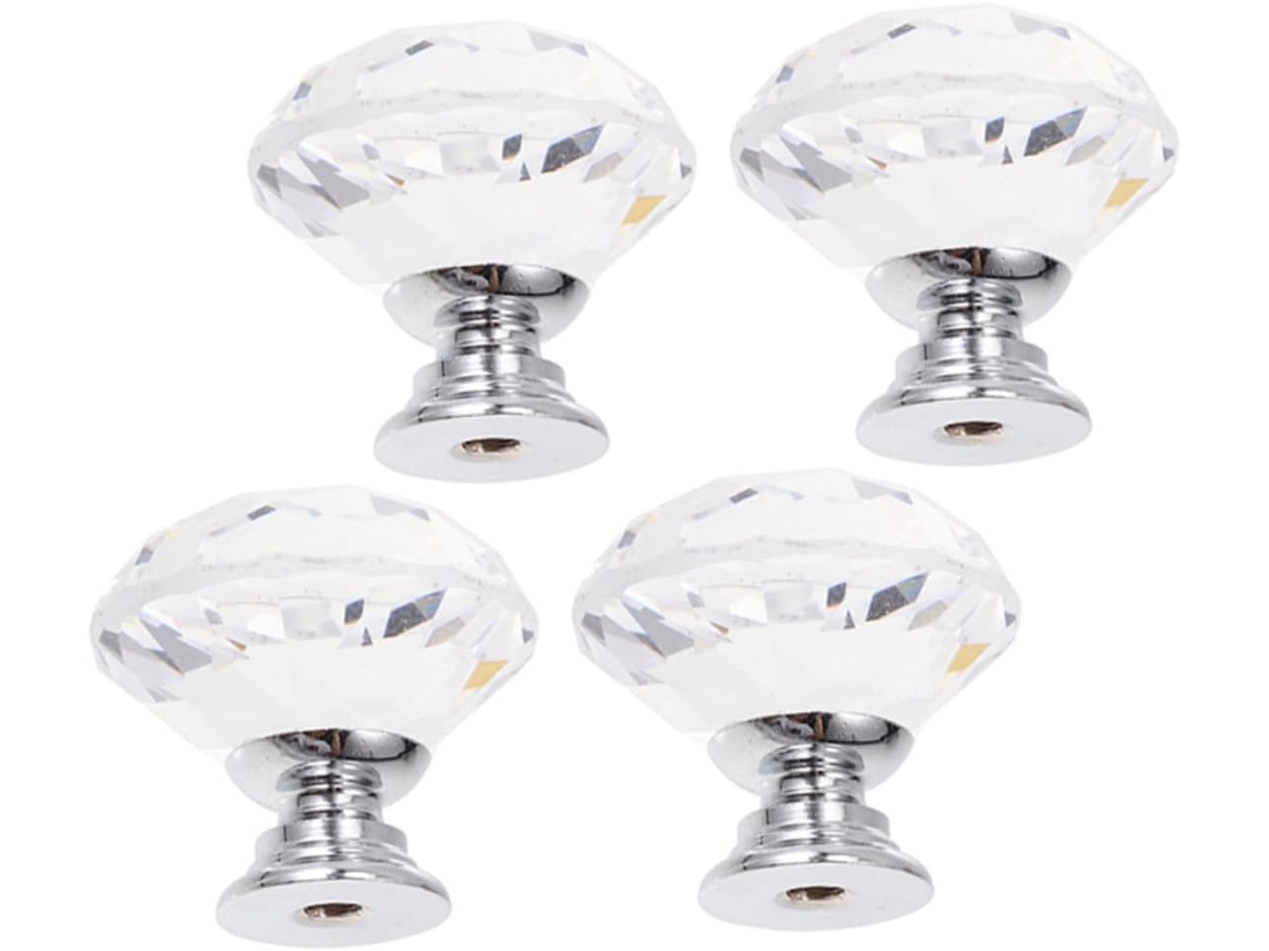 Conjunto De 4 Puxadores Cristal Para Armários, Com Furo Único E Efeito Visual Deslumbrante Para Cozinha