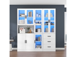 Vitrine Moderna Branca 200cm Altura 180cm Comprimento Com Iluminação Led 8 Portas 3 Gavetas Ideal Para Exibição Em Casa Mega Echo Trade Shop