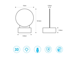 Lâmpada De Lua 3d Led Com Ilusões De Luz E Carregamento Usb