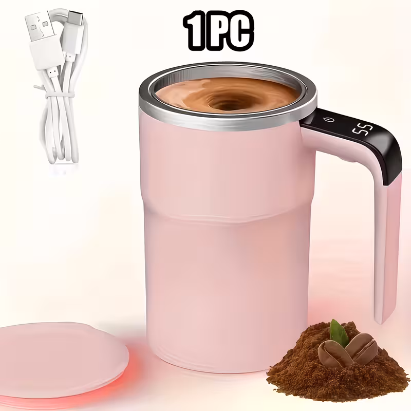 Copo De Café Elétrico Usb Com Agitador E Controle De Temperatura Bateria, Aquecimento E Mistura Automática Rosae