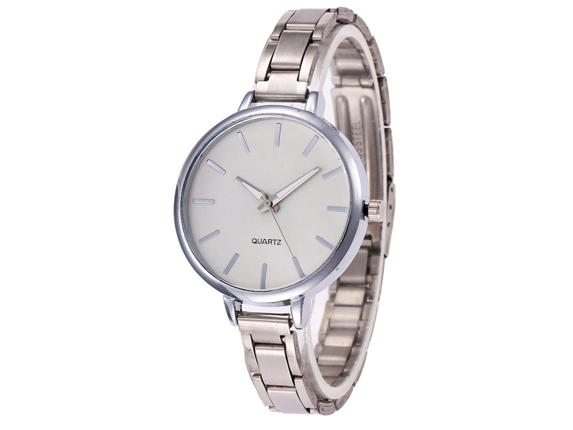Relógio de Quartzo com Pulseira de Aço Estilo Simples e Fashionável Universal Prata