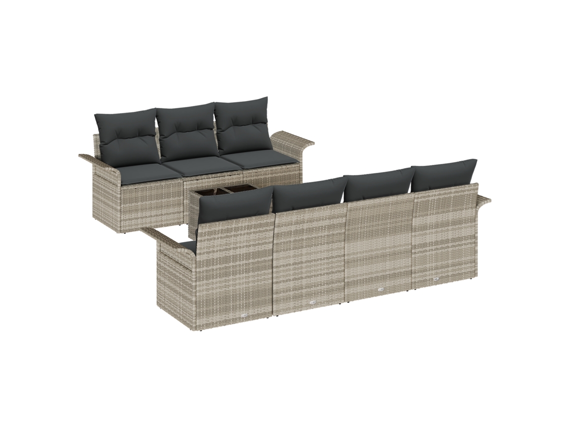 Conjunto 8 Conjunto De Sofá De Jardim Vidaxl Cinzento-claro Vime Pe (55 X 55 X 37 Cm)