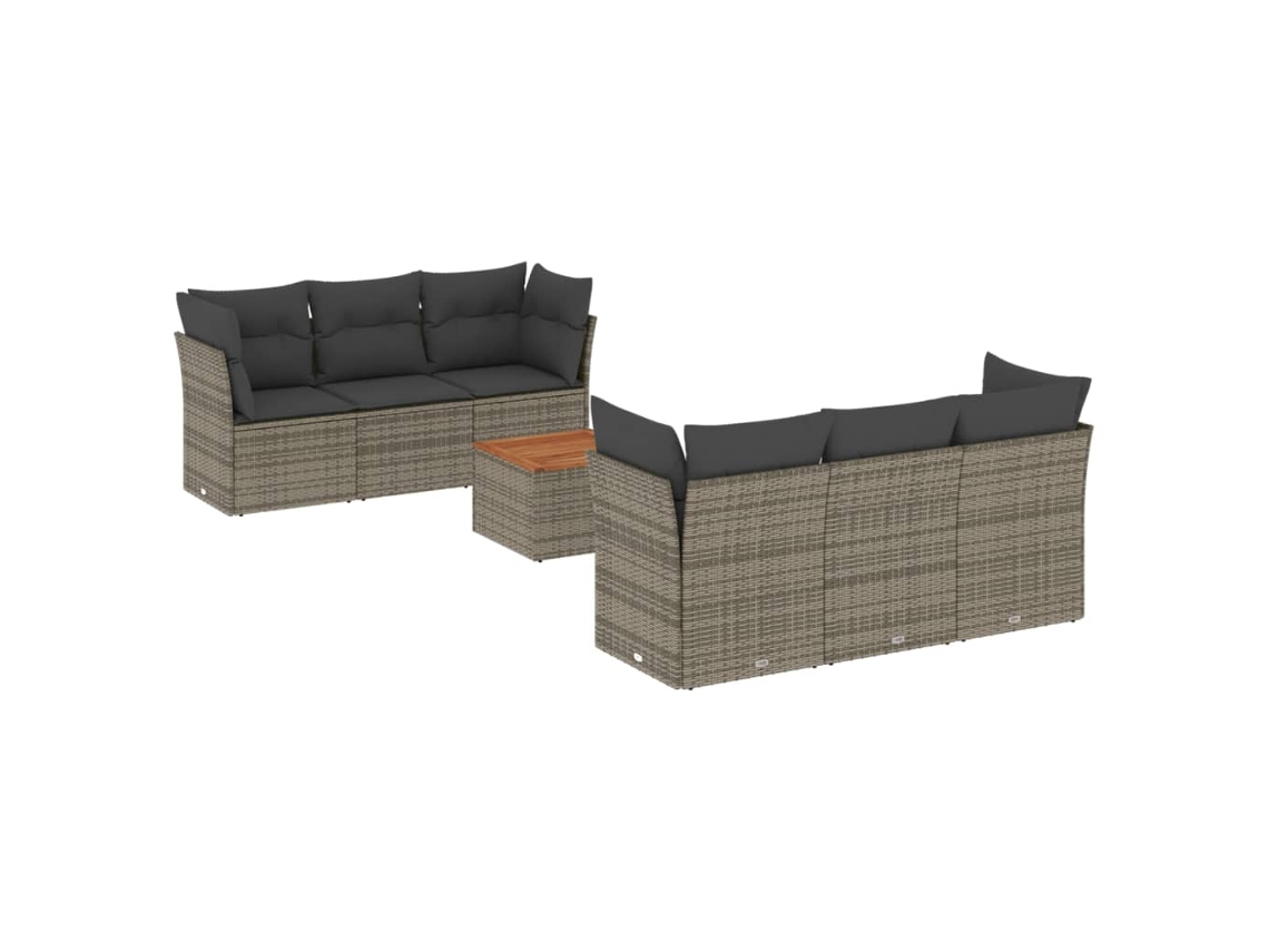 Conjunto de 7 Sofás para Jardim com Almofadões Vime Pe Cinzento MAISON EXCLUSIVE (7 pcs)