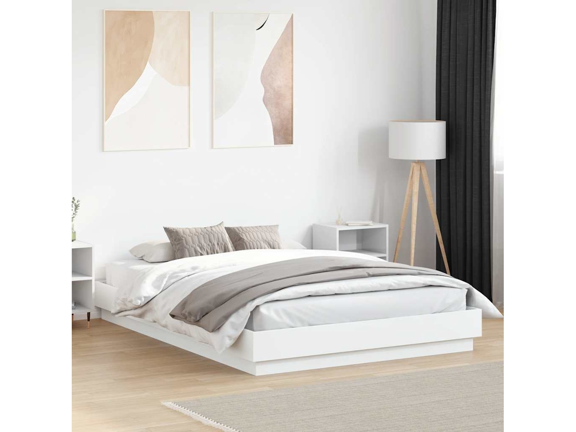 Vidaxl Estrutura De Cama 150x200 Cm Derivados De Madeira Branco