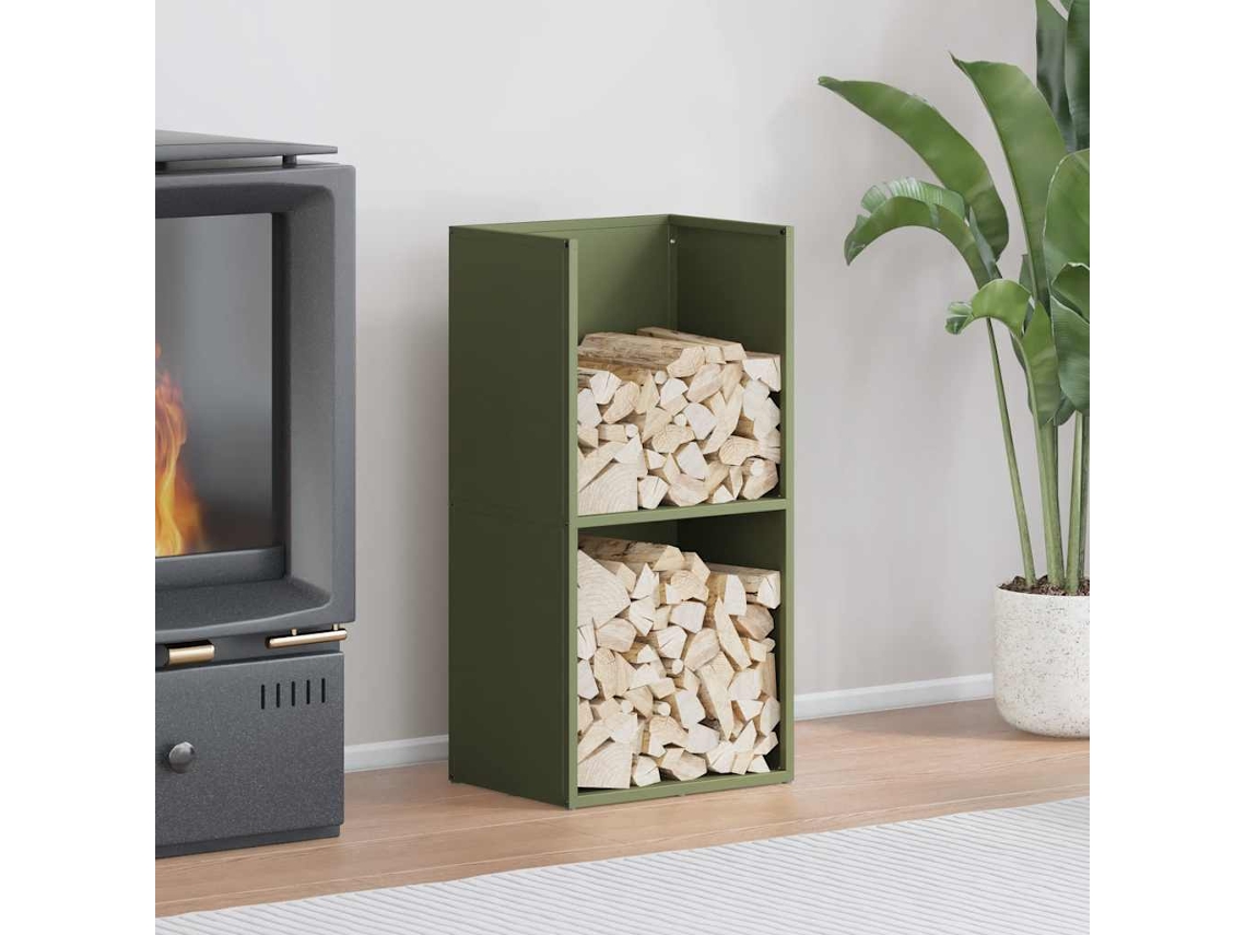 Vidaxl Suporte Para Lenha Aço Laminado A Frio Verde Azeitona