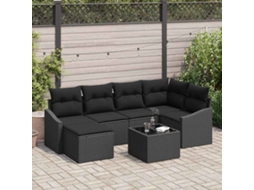 Vidaxl Conjunto De Jantar Para Jardim 7 Unid. Preto