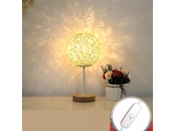 Luminária De Mesa Usb Cocoarm Em Madeira Bambu, Luz Noturna Led Com Cúpula De Vime, Luz Suave, Portátil, Ideal Para