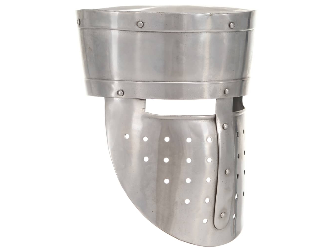 Vidaxl Capacete De Cavaleiro Medieval Réplica Larp Aço Prateado