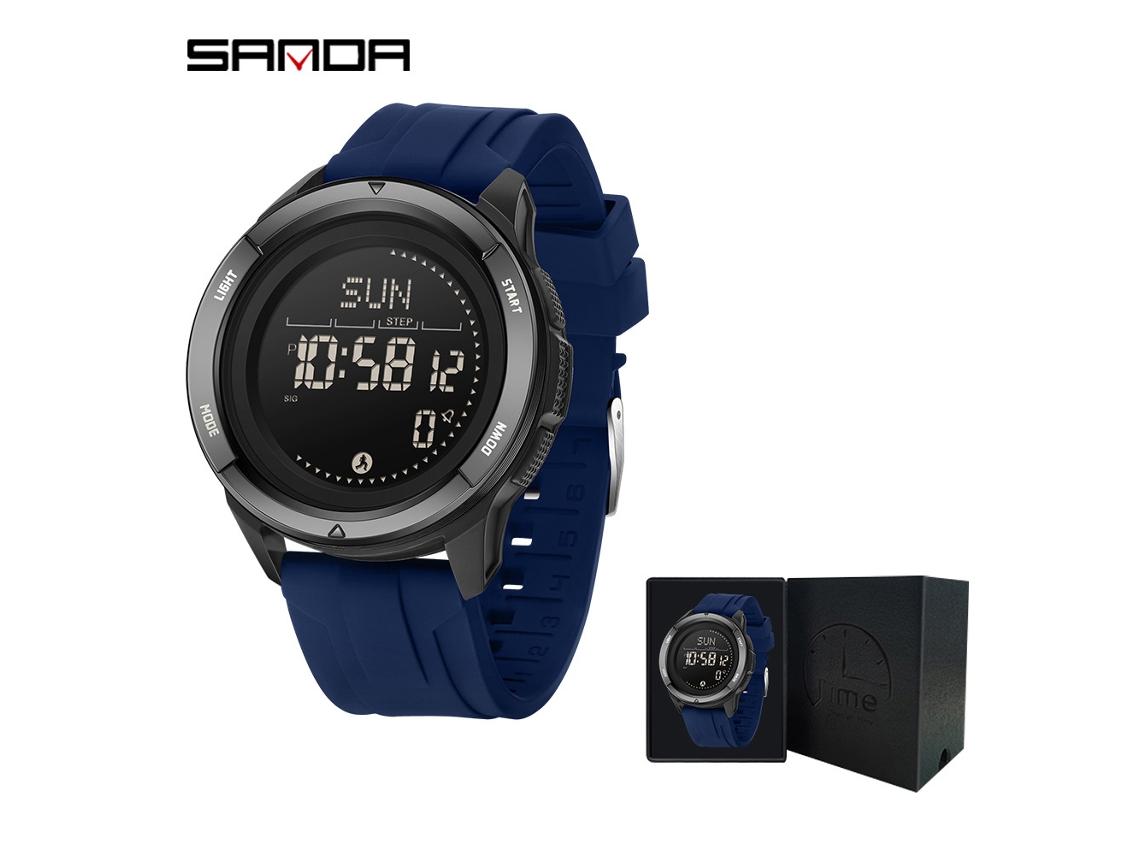Relógio MDUG com bússola, metrônomo, à prova d'água, pedômetro multifuncional, esportivo (azul em silicone)