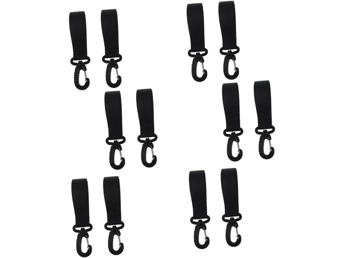 Conjunto de 12 Ganchos para Carrinho de Bebê, com Presilhas Antiderrapantes, CHABERLU