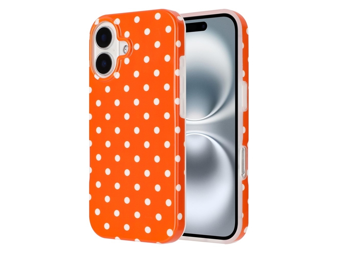 Capa Para Iphone 17 Com Estampa De Bolinhas Em Tpu Imd - Laranja