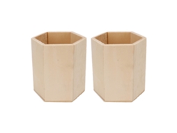 2 Unidades Portaminas De Madera Hexagonal Geométrico Diy Organizador De Escritorio Para Hogar Y Oficina