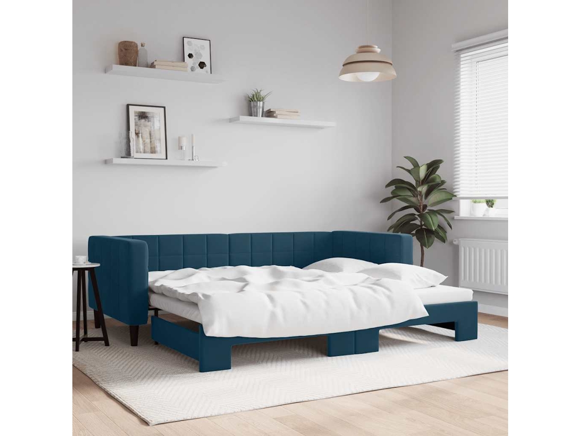 Vidaxl Sofá-cama Com Gavetão 90x200 Cm Veludo Azul
