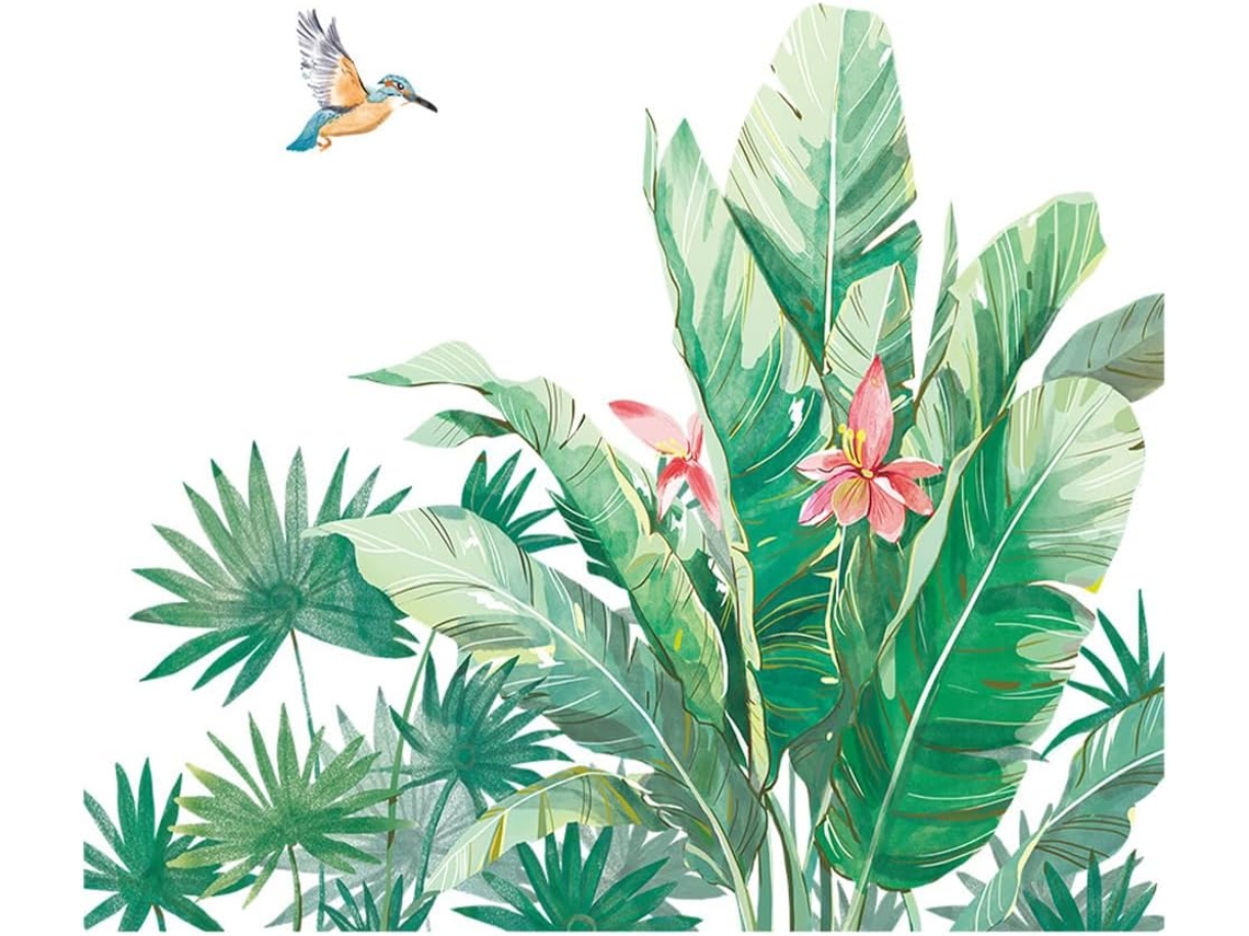Adesivo De Parede Tropical, Autoadesivo Em Pvc Certificado, Decoração Com Plantas.