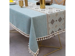 Rebe-mantel De Mesa Bordado De Algodón Y Lino Anti-arrugas Anti-decoloración Lavable 55x55 Pulgadas Azul