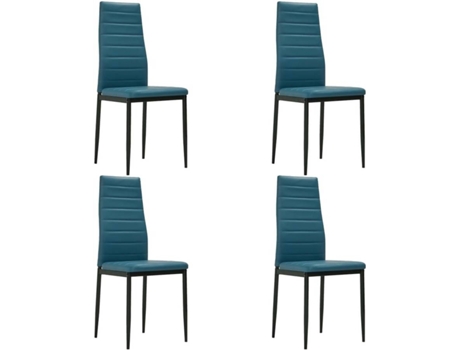 Conjunto 4 Cadeiras de Refeição  282588 Couro Artificial Azul Mar