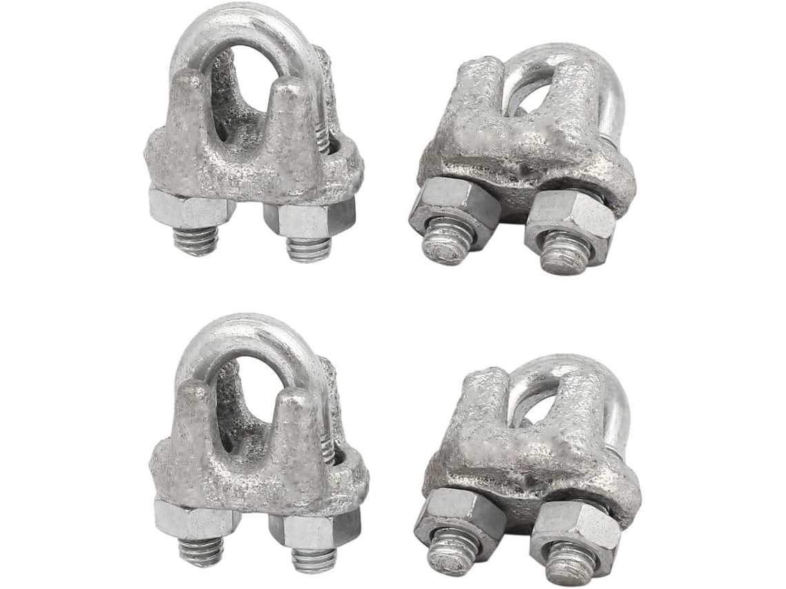 Abraçadeiras de Metal em Forma U com Largura Interna 9 Mm, Clipes para Cabos Aço, Cor Prateada, 4 CHABERLU