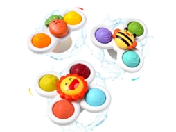 Conjunto De 3 Brinquedos Giratórios Com Ventosas, Fáceis Usar, Educativos Sensoriais Para Bebês, Banho, Os Melhores Praia Meninos -aquaforge