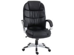 Cadeira de Escritório Ergonômica Giratória em Couro Pu, com Função Balanço e Altura Ajustável S/MARCA (55x55x94/109 cm) preto