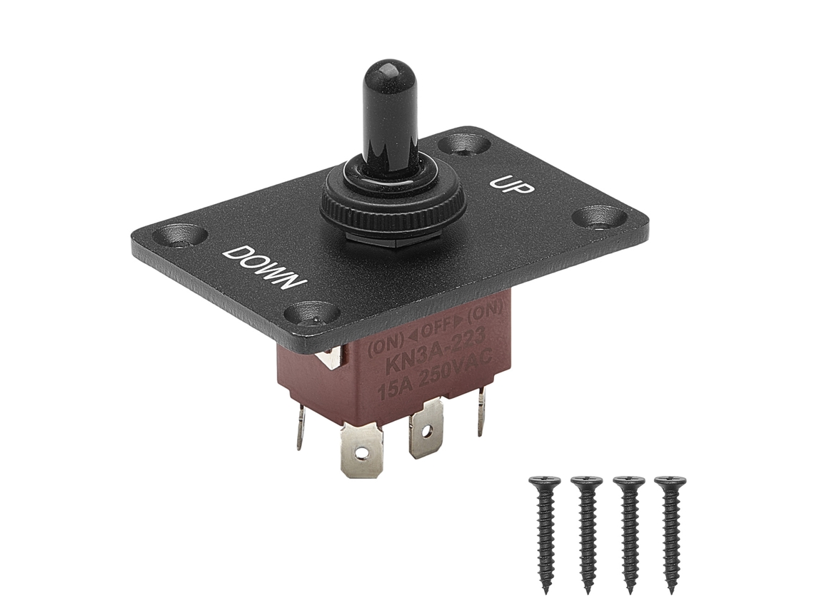 Interruptor Basculante de 6 Pinos, com Inversão Polaridade , Dc 12 V/30 A, Ac 250 V/15 Placa Montagem Vertical e Tampa (ligado desligado ligado)