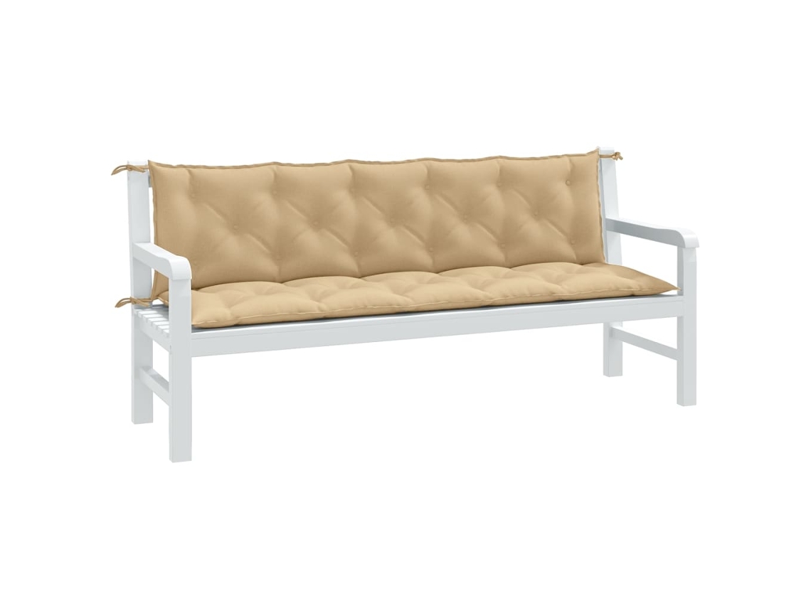 Vidaxl Almofadões Banco Jardim 2pcs 180x50x7 Cm Mesclado Tecido Bege