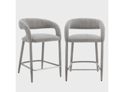 Banco De Cozinha Contemporâneo Revestido Em Tecido, Set De 2, Taupe