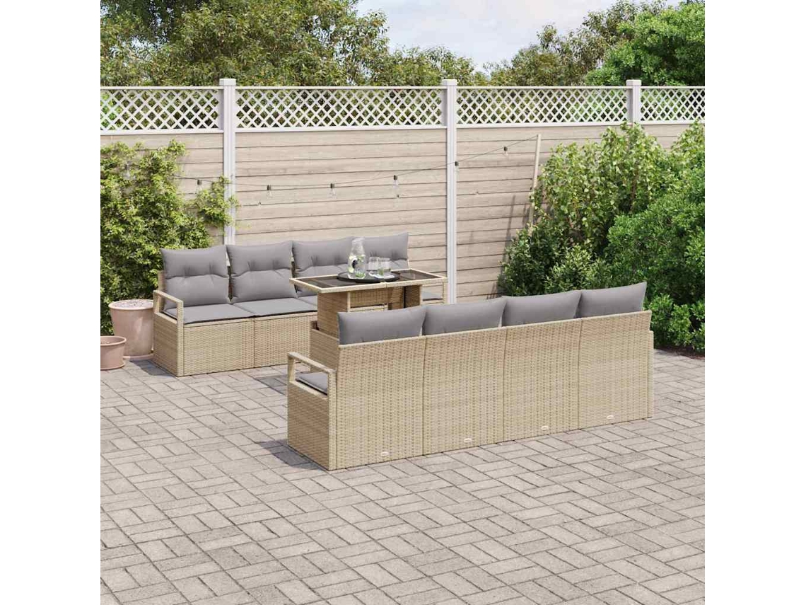 Vidaxl Conjunto De Sofá De Jardim 9 Unid. 6-número De Lugares