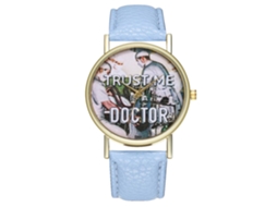 Reloj De Pulsera Unisex De Cuarzo Con Correa De Pu Dial Redondo Patrón Doctor Zhoulianfa Azul Claro
