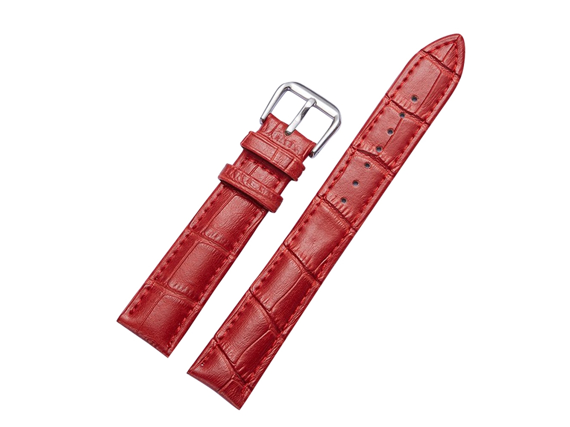 Cinto Moda Couro Para Casa E Mulher Com Fivela De Aço Inoxidável Vermelho 18mm